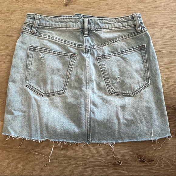 Free People Denim A-Line Light Wash Cutoff Mini Skirt - Picture 2 of 4